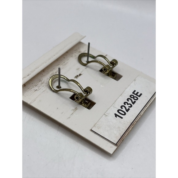 Vintage Etienne Aigner Gold Tone Round Earrings - Picture 5 of 5